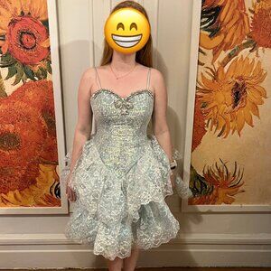 Loralie Vintage Ice Blue Mini Dress